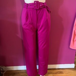 Fuchsia trousers from FashionNova.